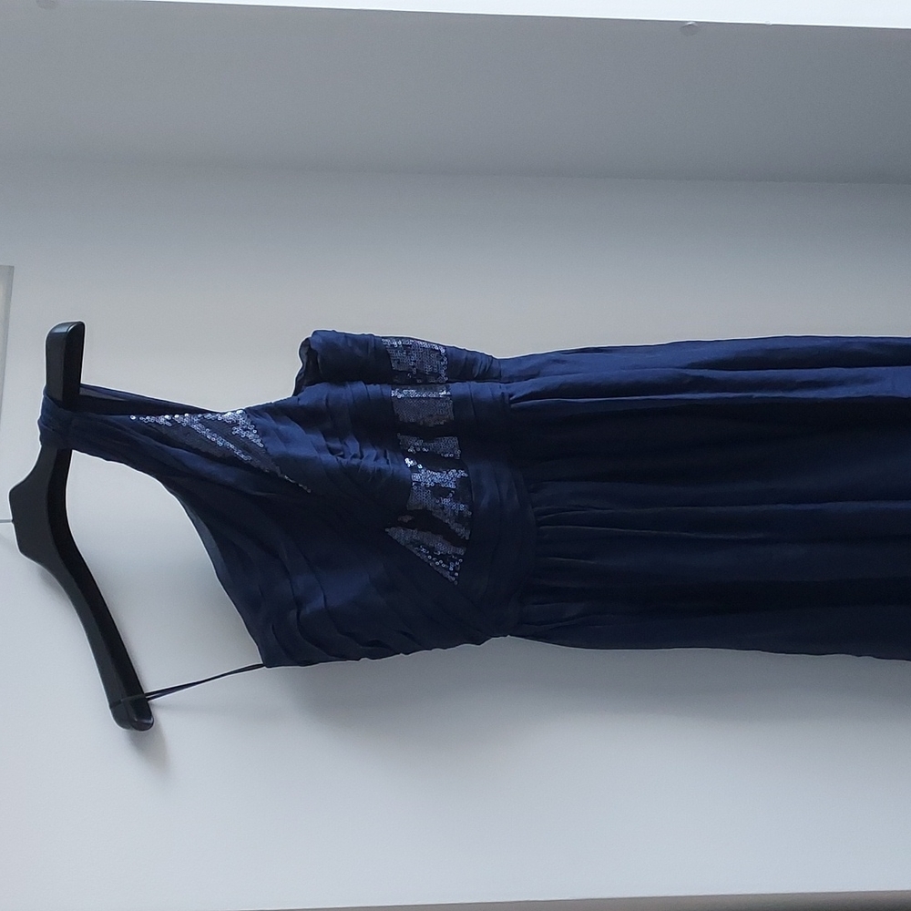 A.B.S. Collection one shoulder navy gown